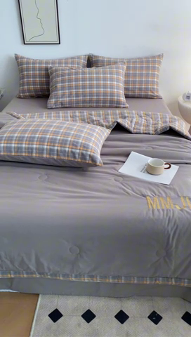 91家纺网 家纺一手货源 找家纺 寐眠 2024新款全棉水洗棉刺绣夏被夏被四件套 冰川苍蓝