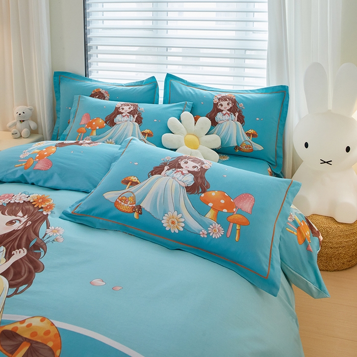 91家纺网 家纺一手货源 找家纺 启航家居 2025春夏直播爆款全棉大版印花四件套 少女时代兰