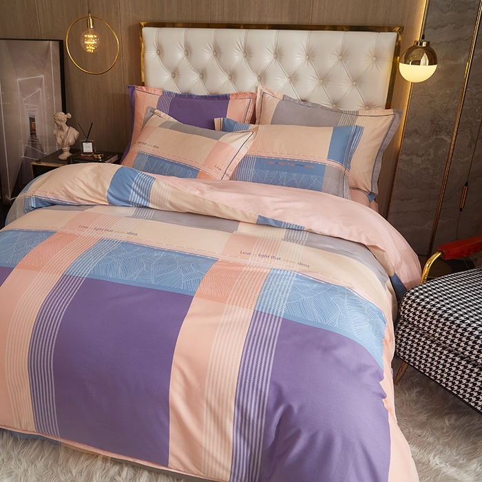 91家纺网 家纺一手货源 找家纺 启航家居 2025春夏直播爆款全棉大版印花四件套 丽瑞粉