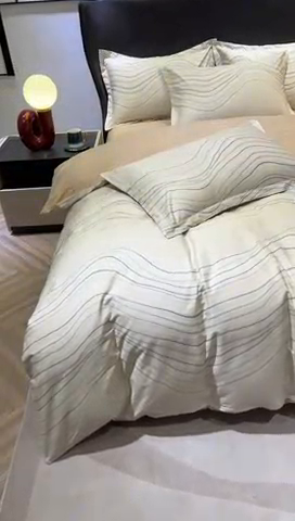 91家纺网 家纺一手货源 找家纺 雲归梦 2024新款全棉铂金棉数码印花四件套 波兰 咖