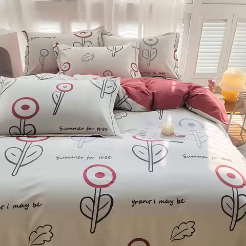 91家纺网 家纺一手货源 找家纺 雲归梦 2024新款全棉活性13372印花四件套 纯真 米