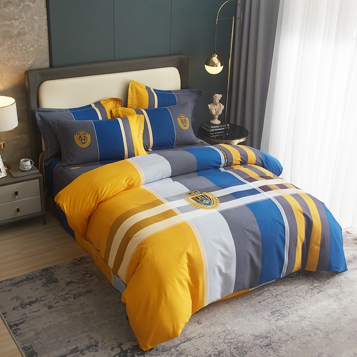 91家纺网 家纺一手货源 找家纺 启航家居 2025春夏直播爆款全棉大版印花四件套 卡菲洛