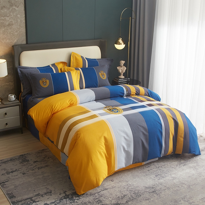 91家纺网 家纺一手货源 找家纺 启航家居 2025春夏直播爆款全棉大版印花四件套 卡菲洛