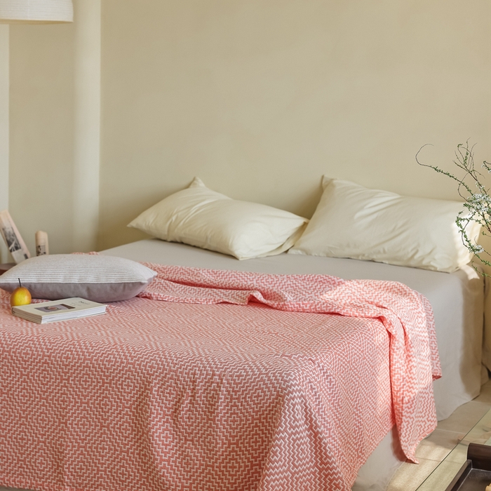 91家纺网 家纺一手货源 找家纺 朴尔 2024年新品格调简约风全棉三层纱布毛巾被 西西里-橘