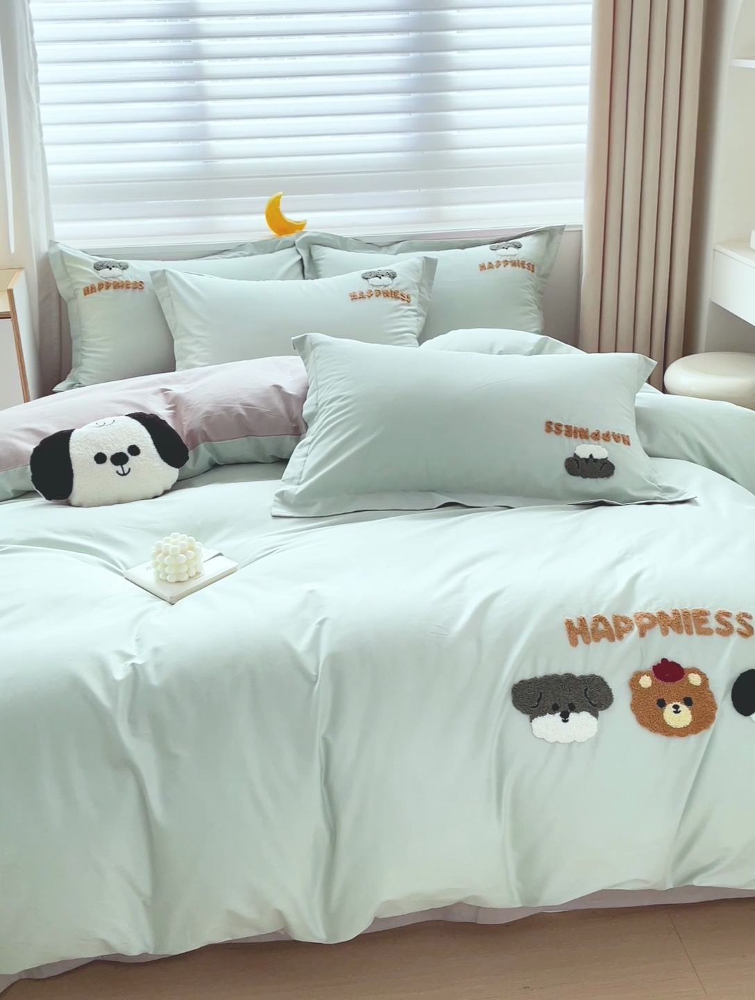 91家纺网 家纺一手货源 找家纺 娜娜 2024新款全棉亲肤舒适毛巾绣卡通系列四件套 汪汪队-繁星蓝