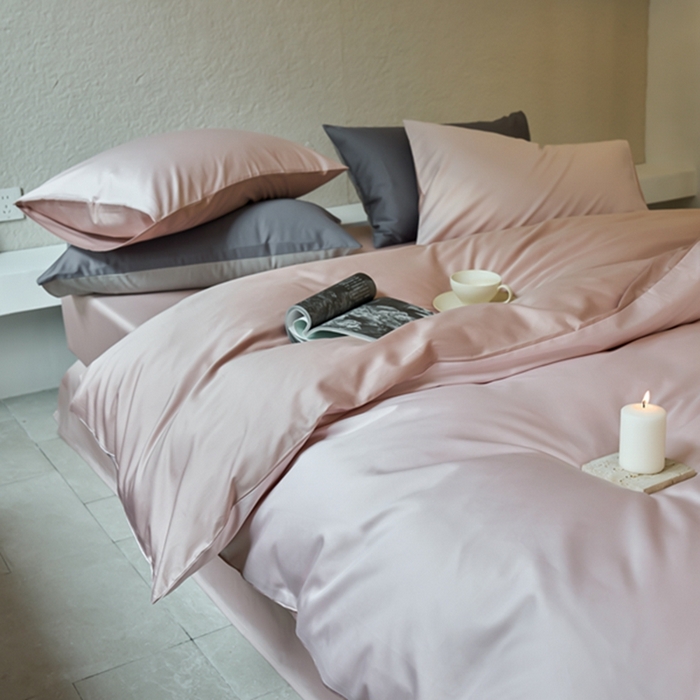 91家纺网 家纺一手货源 找家纺 鹿班家居 2024新款100S长绒棉双拼套件 标准会员-10 瑰丽粉