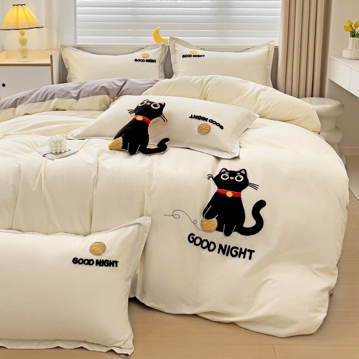 91家纺网 家纺一手货源 找家纺 （总）娜娜 2024新款全棉亲肤舒适毛巾绣卡通系列四件套