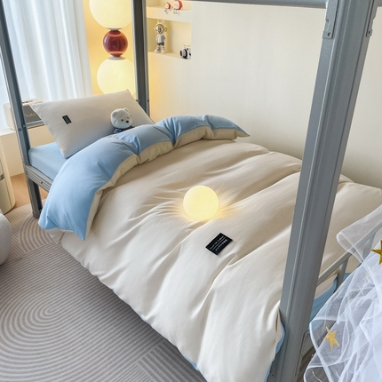 91家纺网 家纺一手货源 找家纺 （总）米瑞娜2024水洗棉麻双拼纯色学生款被套