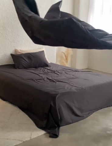 91家纺网 家纺一手货源 找家纺 千朵森 2024新款全棉贡缎双拼纯色四件套 暗香-熔岩灰