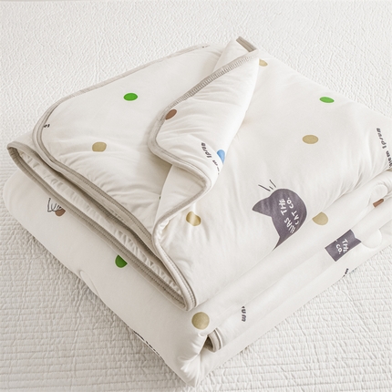 米米儿家纺 2024新款A类针织棉夏被夏凉被被子被芯 波点猫咪