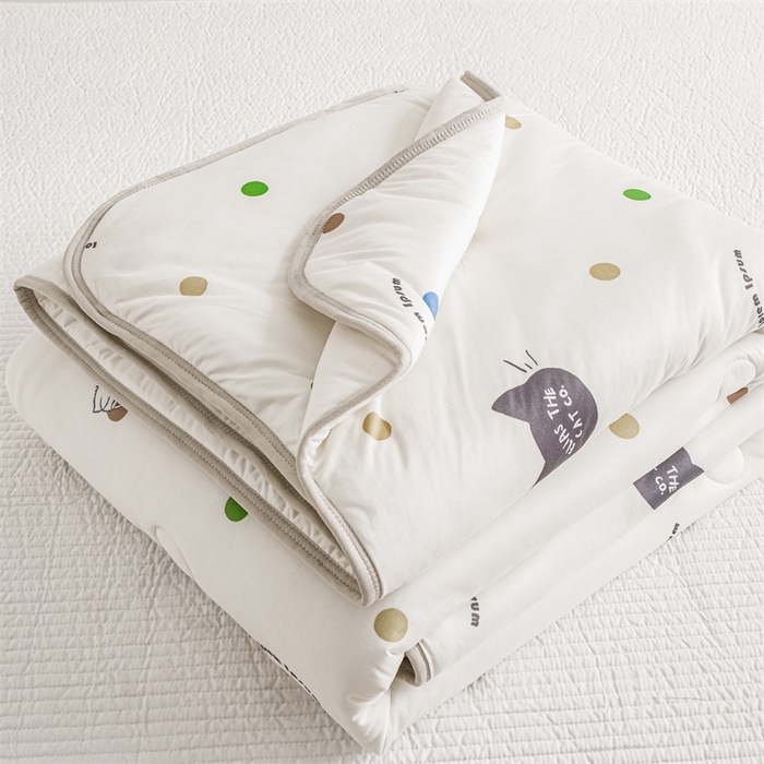 91家纺网 家纺一手货源 找家纺 米米儿家纺 2024新款A类针织棉夏被夏凉被被子被芯 波点猫咪