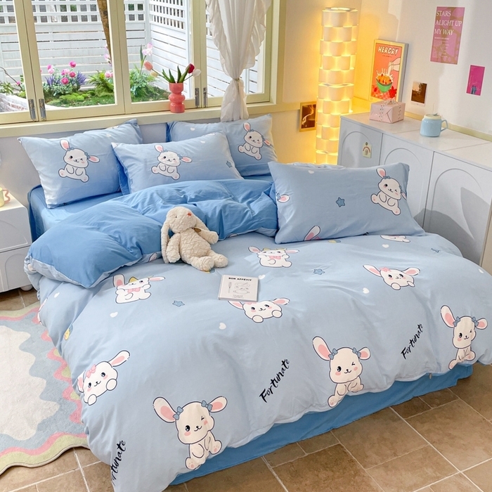 91家纺网 家纺一手货源 找家纺 卡斯诺家纺馆 2025新款A类水洗云朵棉四件套（下载包包含买家秀） 萌兔日记