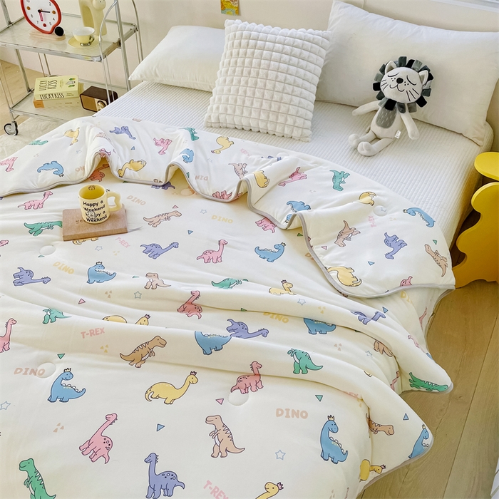 91家纺网 家纺一手货源 找家纺 米米儿家纺 2024新款A类针织棉夏被夏凉被被子被芯 恐龙时代