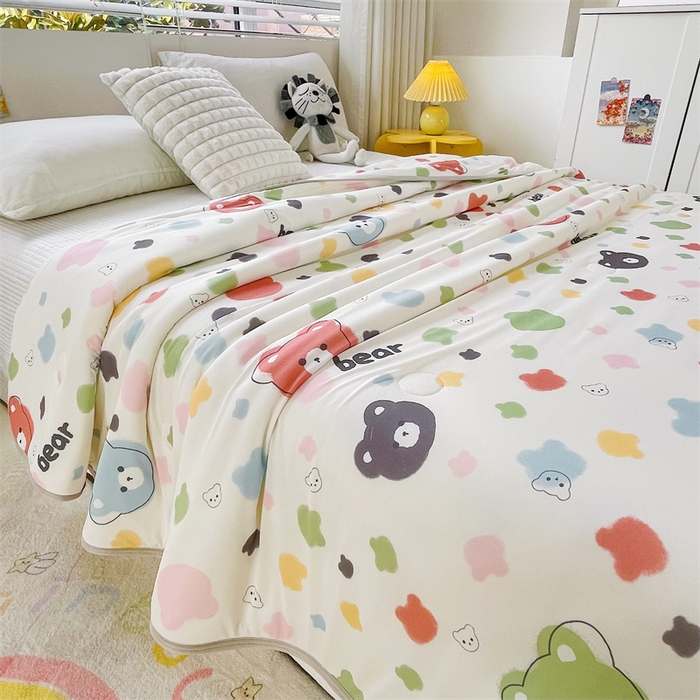 91家纺网 家纺一手货源 找家纺 米米儿家纺 2024新款A类针织棉夏被夏凉被被子被芯 炫彩小熊