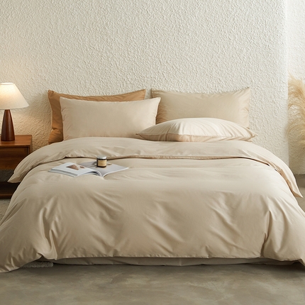 千朵森 2024新款全棉贡缎双拼纯色四件套 暗香-玉石白