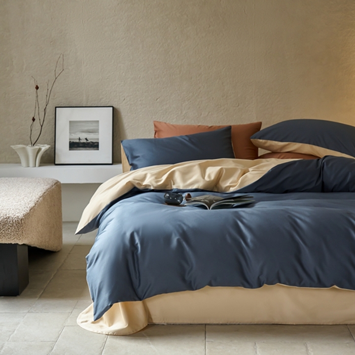 91家纺网 家纺一手货源 找家纺 鹿班家居 2024新款100S长绒棉双拼套件 标准会员-10 柔蓝