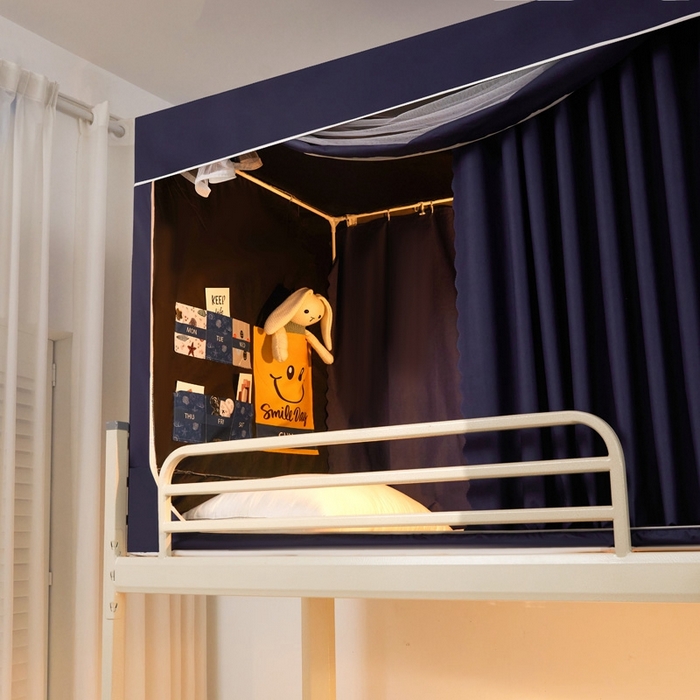 91家纺网 家纺一手货源 找家纺 宅部落 2024新款99%全遮光涂层学生上下铺蚊帐 纯色-藏蓝