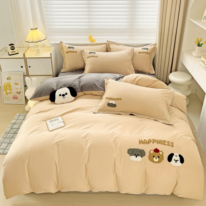 91家纺网 家纺一手货源 找家纺 娜娜 2024新款全棉亲肤舒适毛巾绣卡通系列四件套 汪汪队-奶咖