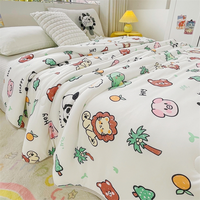 91家纺网 家纺一手货源 找家纺 米米儿家纺 2024新款A类针织棉夏被夏凉被被子被芯 快乐园