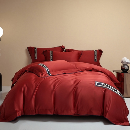 91家纺网 家纺一手货源 找家纺 （总）爱缦 2024新款100支澳棉CR工艺极简轻奢刺绣四件套-茹伊 风格一