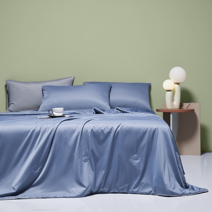 91家纺网 家纺一手货源 找家纺 莱登卡奴 2025新款A类云母凉感丝系列-单夏被 深蓝