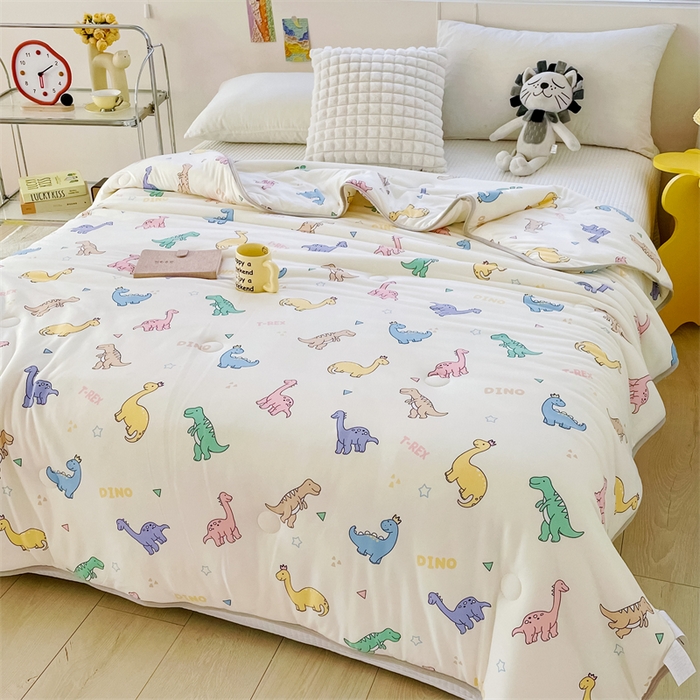 91家纺网 家纺一手货源 找家纺 米米儿家纺 2024新款A类针织棉夏被夏凉被被子被芯 恐龙时代