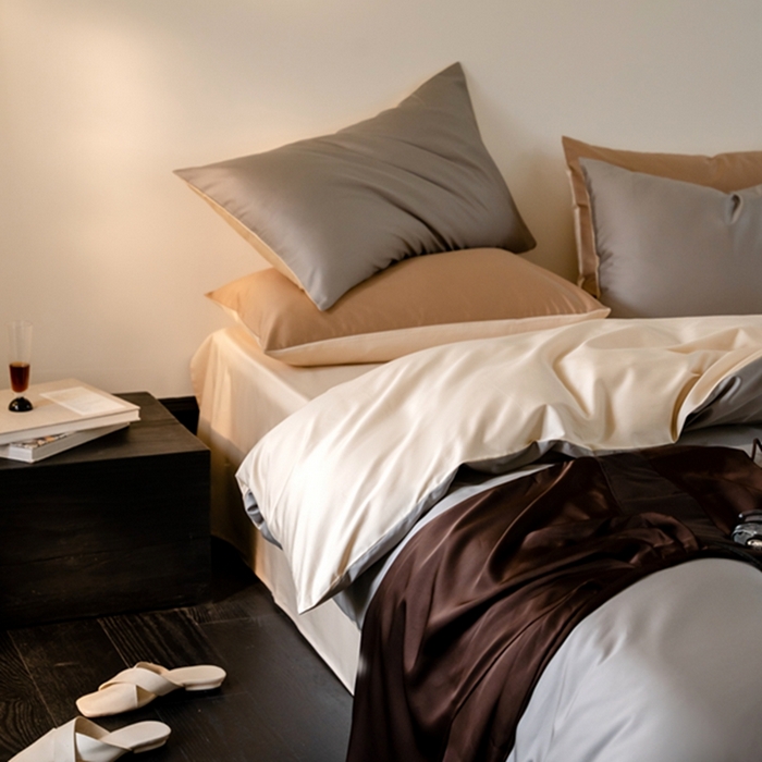 91家纺网 家纺一手货源 找家纺 鹿班家居 2024新款100S长绒棉双拼套件 标准会员-10 棕榈灰