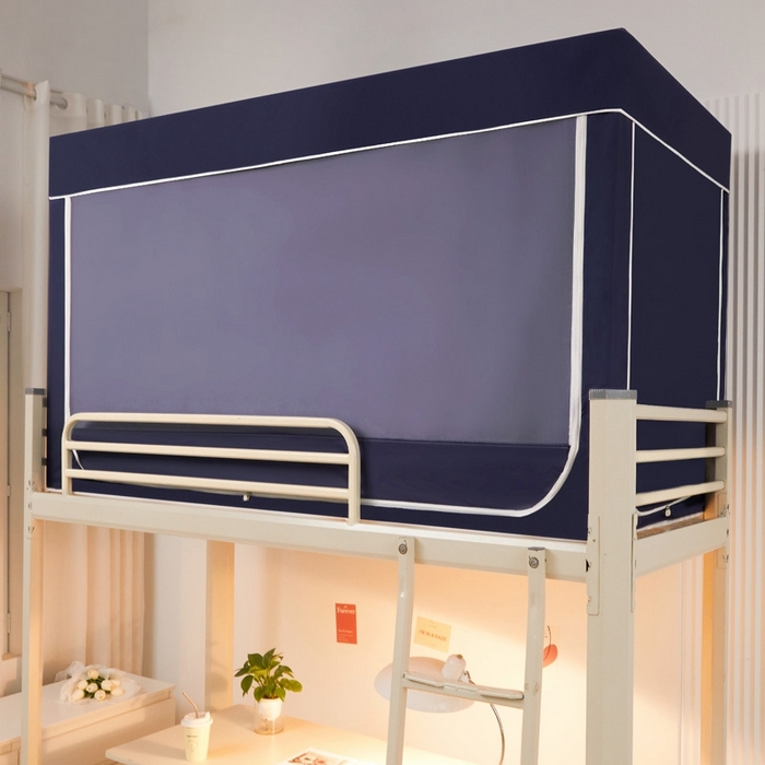 91家纺网 家纺一手货源 找家纺 宅部落 2024新款99%全遮光涂层学生上下铺蚊帐 纯色-藏蓝