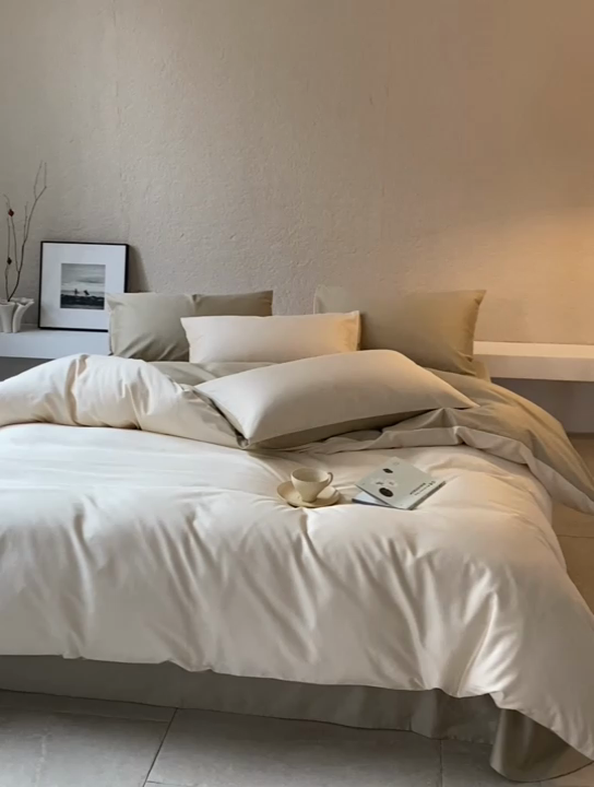 91家纺网 家纺一手货源 找家纺 鹿班家居 2024新款100S长绒棉双拼套件 标准会员-10 奶昔白