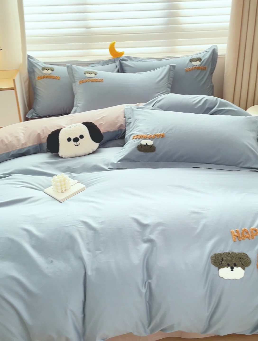 91家纺网 家纺一手货源 找家纺 娜娜 2024新款全棉亲肤舒适毛巾绣卡通系列四件套 汪汪队-深蓝