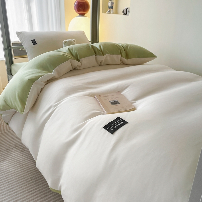 91家纺网 家纺一手货源 找家纺 （总）米瑞娜2024水洗棉麻双拼纯色学生款被套