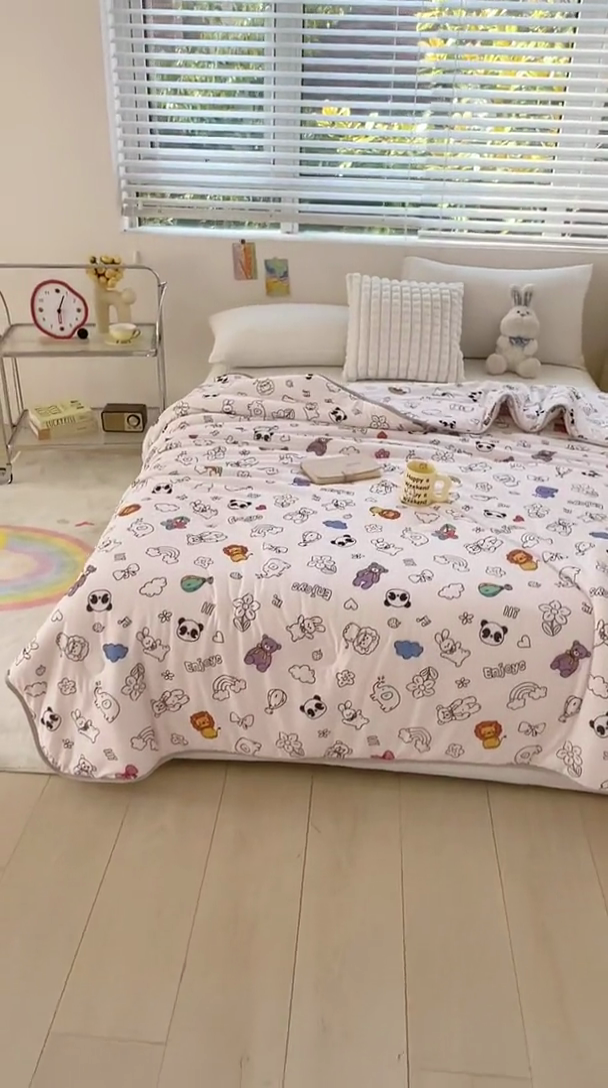 91家纺网 家纺一手货源 找家纺 米米儿家纺 2024新款A类针织棉夏被夏凉被被子被芯 简笔画