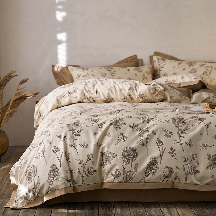 91家纺网 家纺一手货源 找家纺 （总）千朵森 2024新款全棉长绒棉拼角款印花四件套（风格一）