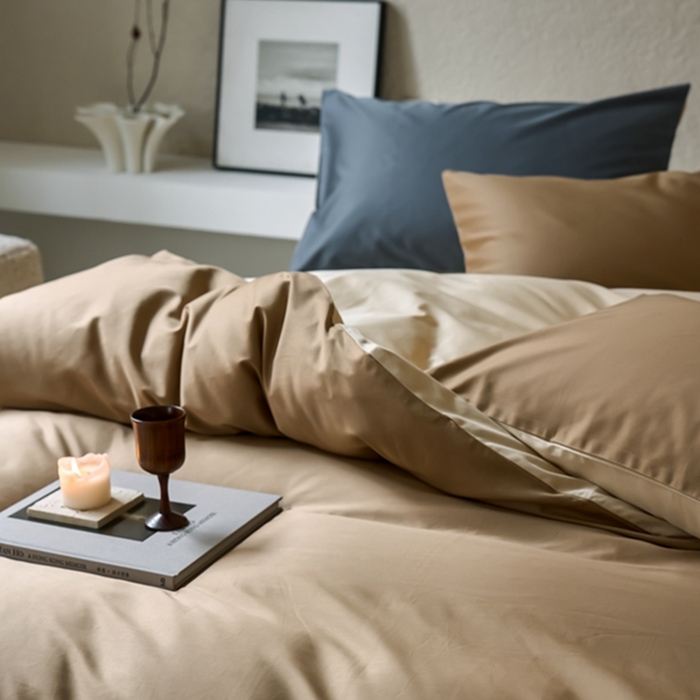 91家纺网 家纺一手货源 找家纺 鹿班家居 2024新款100S长绒棉双拼套件 标准会员-10 栗咖