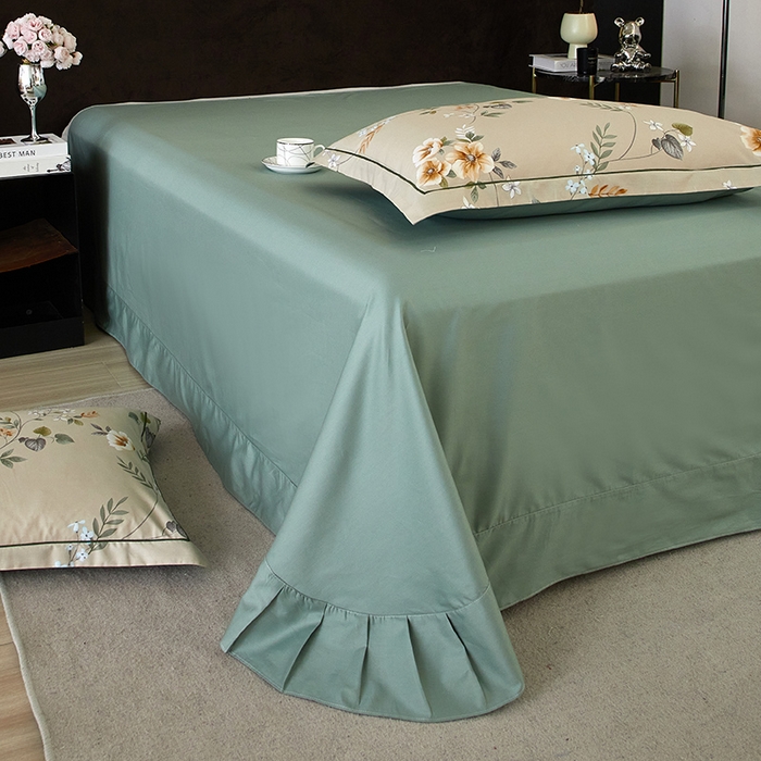 91家纺网 家纺一手货源 找家纺 沐白 2024新款全棉全棉13376全活性印花黄金棉系列四件套 木槿-咖