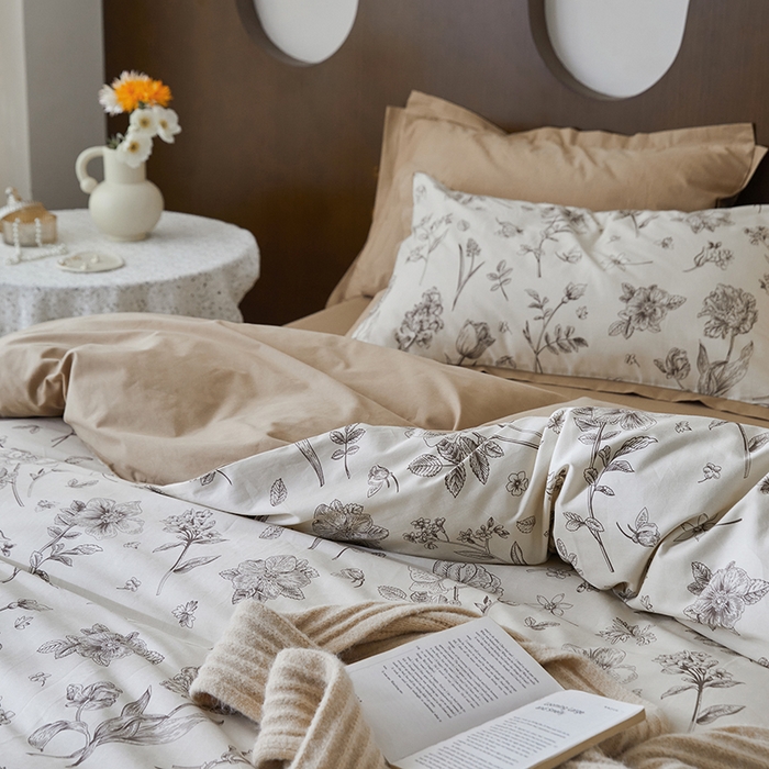 91家纺网 家纺一手货源 找家纺 （总）千朵森 2024新款全棉长绒棉拼角款印花四件套（风格二）