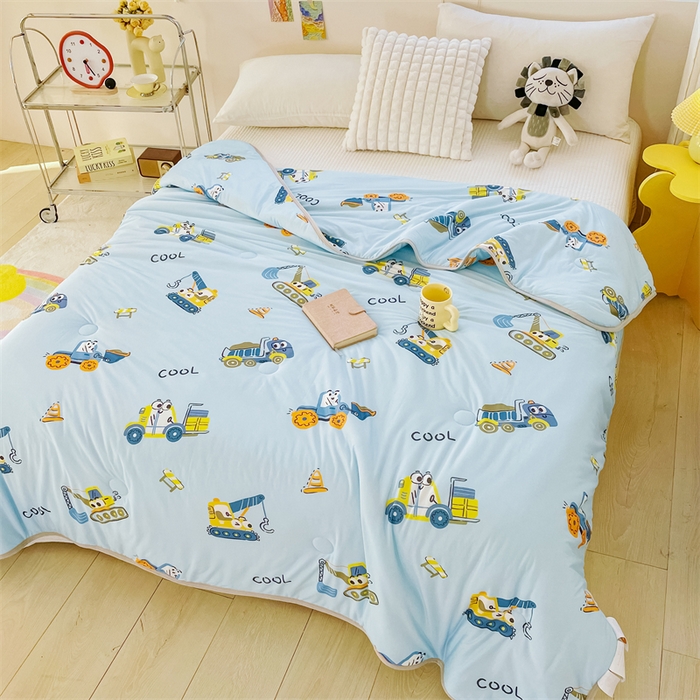 91家纺网 家纺一手货源 找家纺 米米儿家纺 2024新款A类针织棉夏被夏凉被被子被芯 挖土机