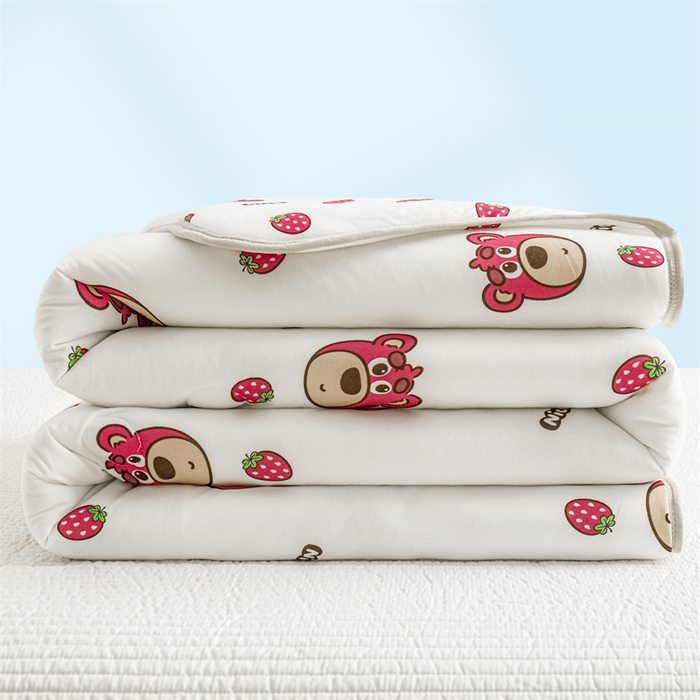 91家纺网 家纺一手货源 找家纺 米米儿家纺 2024新款A类针织棉夏被夏凉被被子被芯 草莓小熊