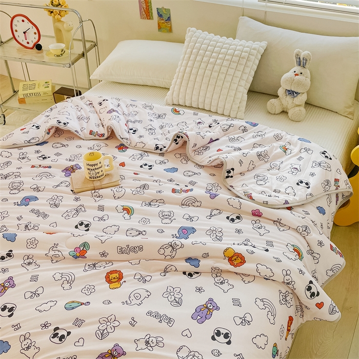 91家纺网 家纺一手货源 找家纺 米米儿家纺 2024新款A类针织棉夏被夏凉被被子被芯 简笔画