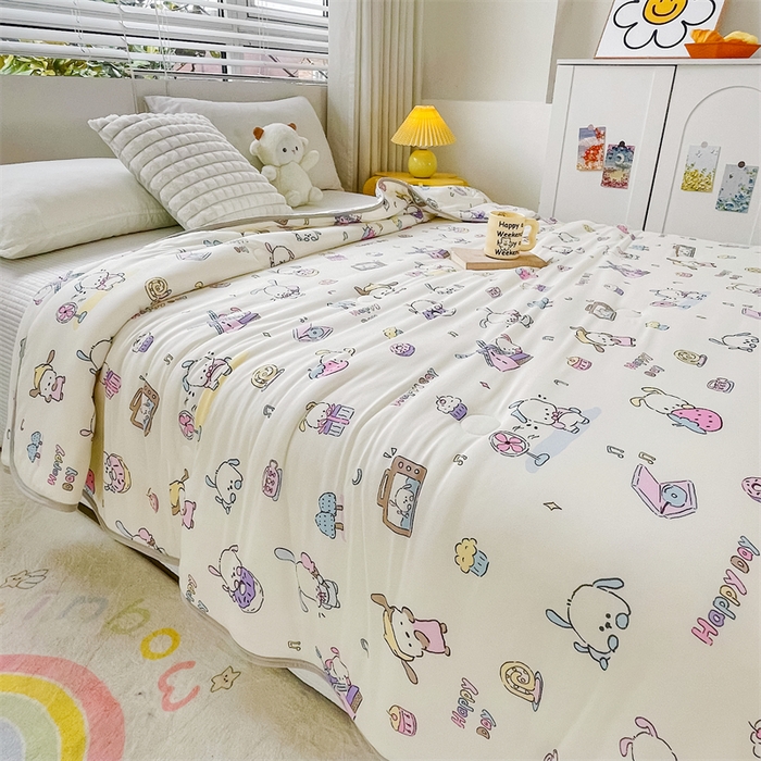 91家纺网 家纺一手货源 找家纺 米米儿家纺 2024新款A类针织棉夏被夏凉被被子被芯 帕帕狗