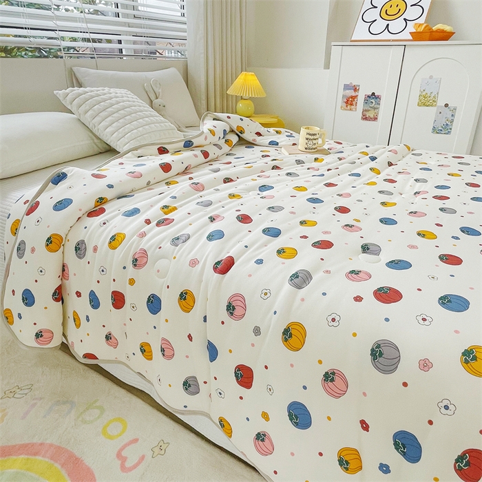 91家纺网 家纺一手货源 找家纺 米米儿家纺 2024新款A类针织棉夏被夏凉被被子被芯 南瓜贝贝