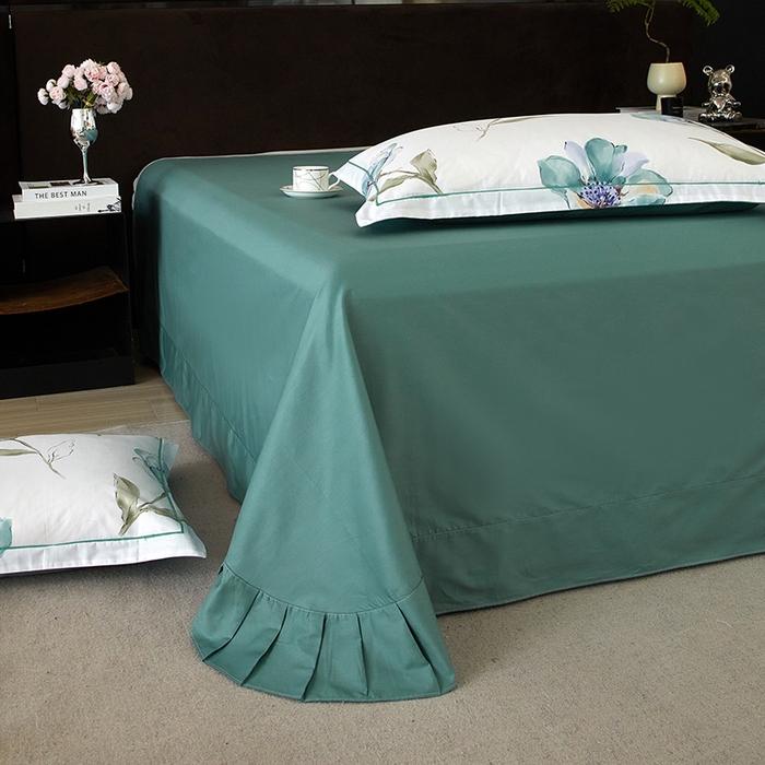 91家纺网 家纺一手货源 找家纺 沐白 2024新款全棉全棉13376全活性印花黄金棉系列四件套 佩利-蓝