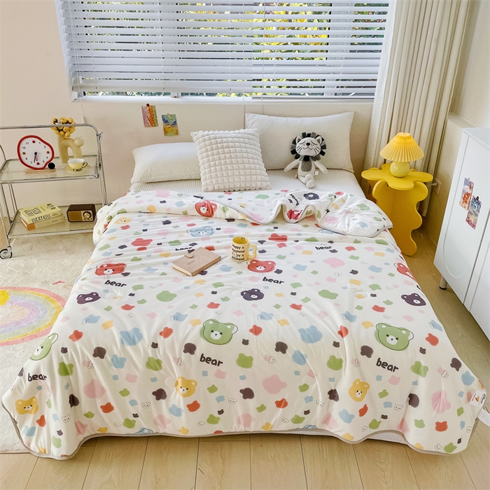 91家纺网 家纺一手货源 找家纺 米米儿家纺 2024新款A类针织棉夏被夏凉被被子被芯 炫彩小熊