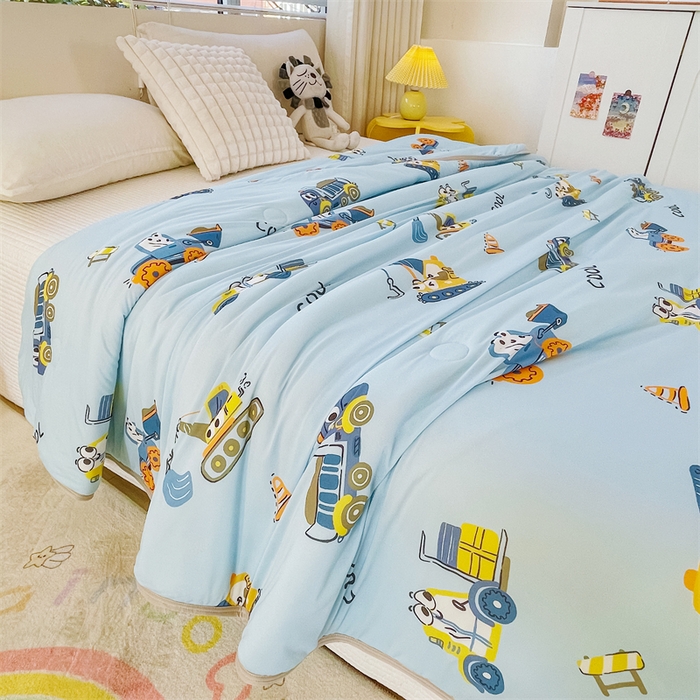 91家纺网 家纺一手货源 找家纺 米米儿家纺 2024新款A类针织棉夏被夏凉被被子被芯 挖土机