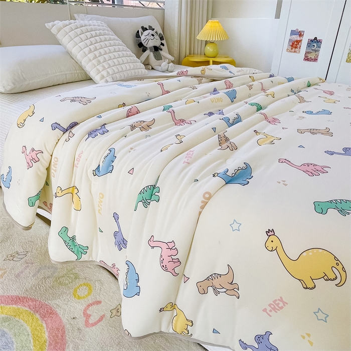 91家纺网 家纺一手货源 找家纺 米米儿家纺 2024新款A类针织棉夏被夏凉被被子被芯 恐龙时代