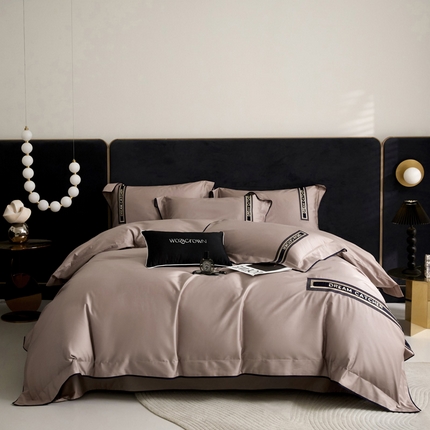 91家纺网 家纺一手货源 找家纺 （总）爱缦 2024新款100支澳棉CR工艺极简轻奢刺绣四件套-茹伊 风格二