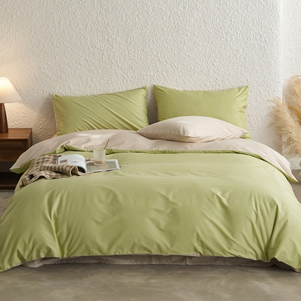千朵森 2024新款全棉贡缎双拼纯色四件套 暗香-水雾绿