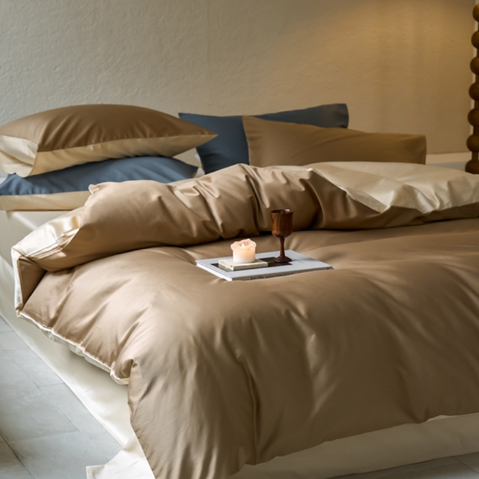 91家纺网 家纺一手货源 找家纺 鹿班家居 2024新款100S长绒棉双拼套件 标准会员-10 栗咖