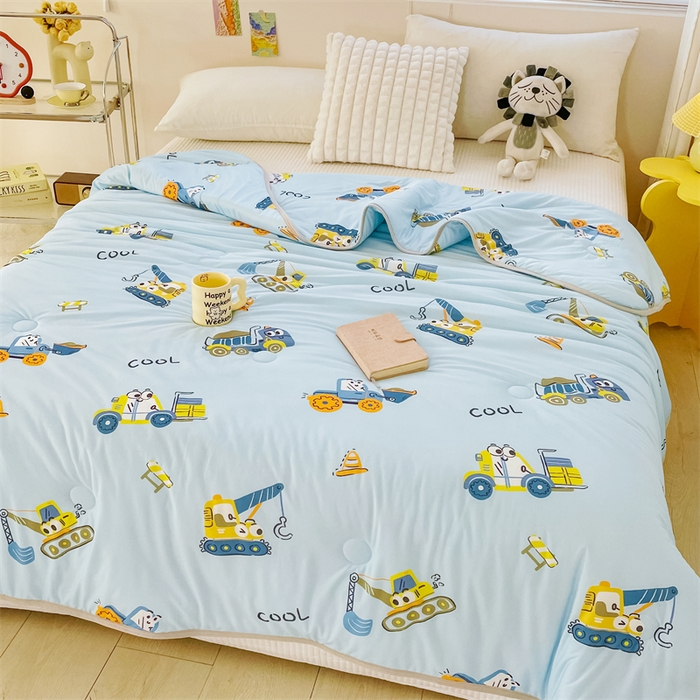 91家纺网 家纺一手货源 找家纺 米米儿家纺 2024新款A类针织棉夏被夏凉被被子被芯 挖土机