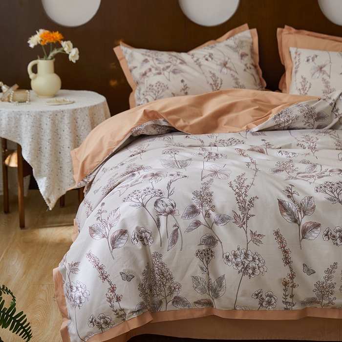 91家纺网 家纺一手货源 找家纺 千朵森 2024新款全棉长绒棉拼角款印花四件套（风格二） 瑞莎